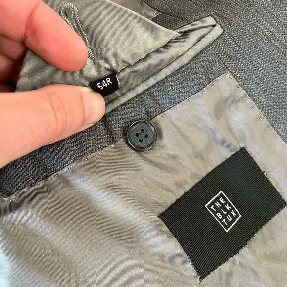 NWT The BLK TUX Tollegno 1900 Men’s 54R Gray Blazer Suit Jacket 100% Merino Wool